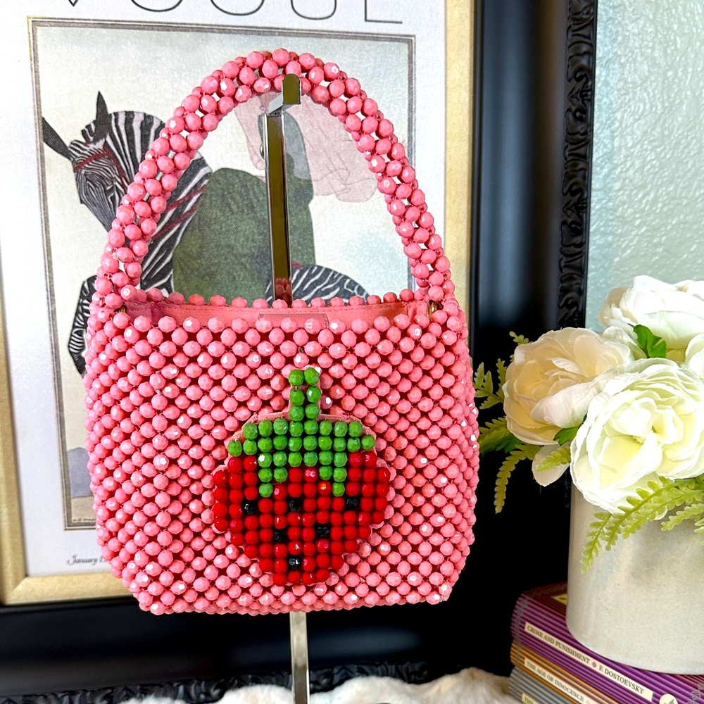 Bouffants & Broken Hearts Beaded Strawberry Bag